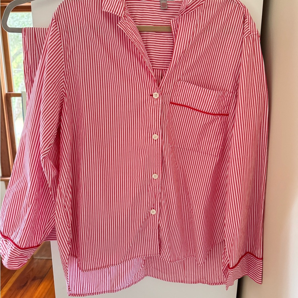 J.Crew Red Stripe Holiday Pajama Set – Size Large
